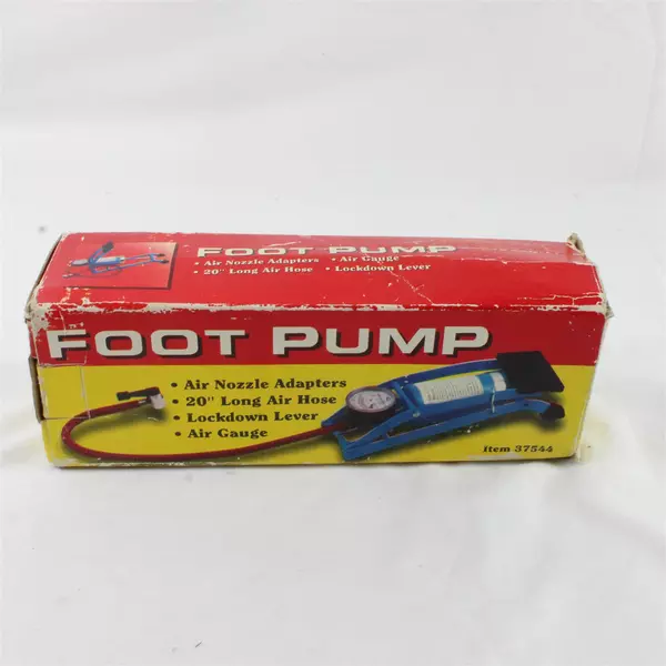 Harbor Freight Foot Pump with Pressure Gauge 20” Hose Adapters NOB Pre-Owned