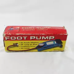 Harbor Freight Foot Pump with Pressure Gauge 20” Hose Adapters NOB Pre-Owned