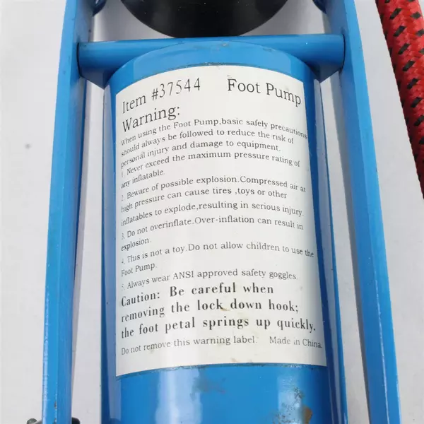 Harbor Freight Foot Pump with Pressure Gauge 20” Hose Adapters NOB Pre-Owned