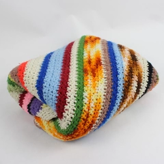 Handmade Multicolor Striped Knitted Throw Blanket 55" x 54"
