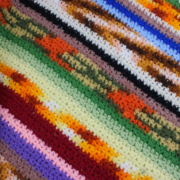Handmade Multicolor Striped Knitted Throw Blanket 55" x 54"