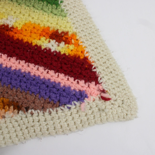 Handmade Multicolor Striped Knitted Throw Blanket 55" x 54"