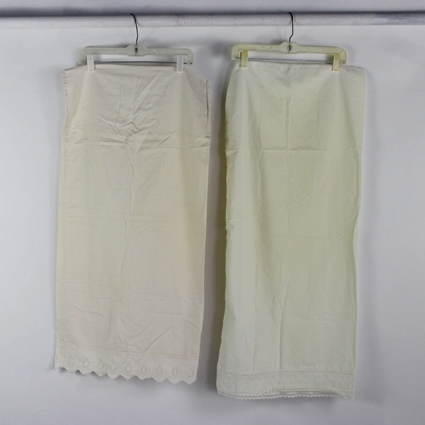Lot of 2 Off-White Cotton Cutwork King Size Pillowcases
