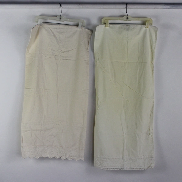 Lot of 2 Off-White Cotton Cutwork King Size Pillowcases