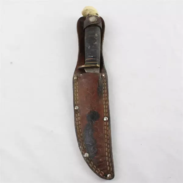Vintage Collectible Fixed Blade Knife made by Western Includes Leather Sheath