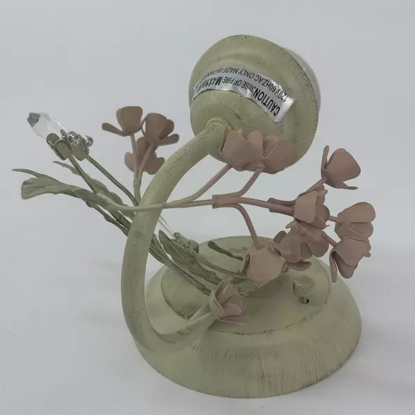 Tole Electric Wall Sconce Green With Pink Flowers Green Leaves Crystals