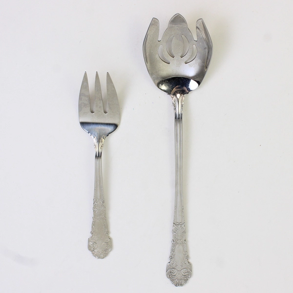 VTG Lot of 2 Reed & Barton Renaissance Serveware Meat Fork Serving Fork 18/10