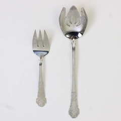VTG Lot of 2 Reed & Barton Renaissance Serveware Meat Fork Serving Fork 18/10