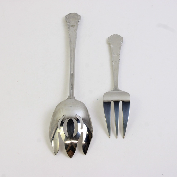 VTG Lot of 2 Reed & Barton Renaissance Serveware Meat Fork Serving Fork 18/10