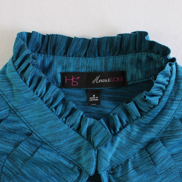 HeartSoul Blue Ruffled Cap Sleeve Blouse Women's Size Medium