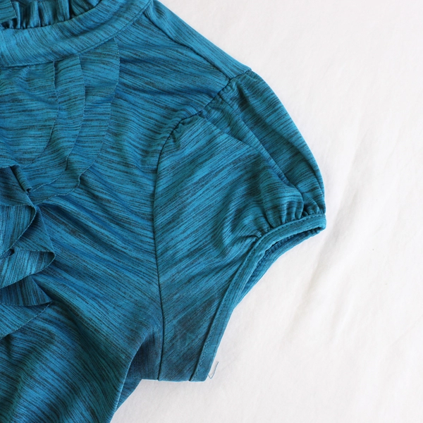 HeartSoul Blue Ruffled Cap Sleeve Blouse Women's Size Medium