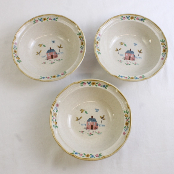 Set of 3 VTG International Tableworks Heartland Stoneware Cereal Bowls 6 3/4"