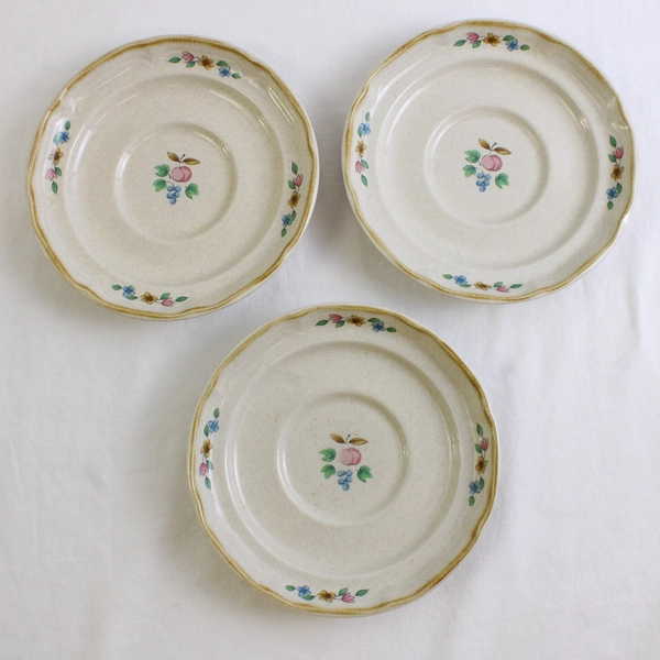 Set of 3 Vintage International Tableworks Heartland Stoneware Saucers