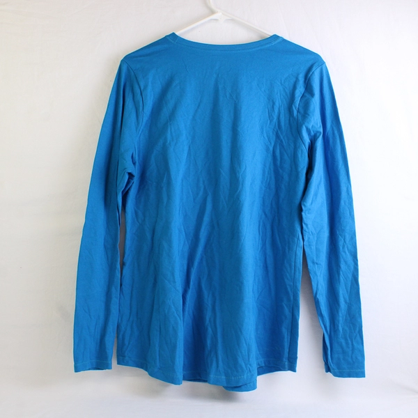 Hanes Blue-Green Long-Sleeve Crew Neck T-Shirt Women's Size Large