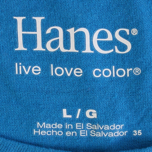Hanes Blue-Green Long-Sleeve Crew Neck T-Shirt Women's Size Large