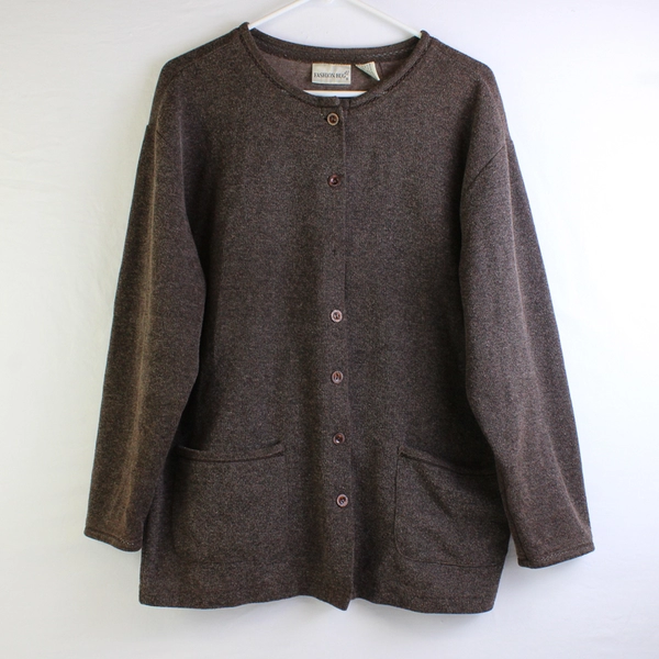 Fashion Bug Brown Knit Cardigan Women's Size 14/16W FLAWED