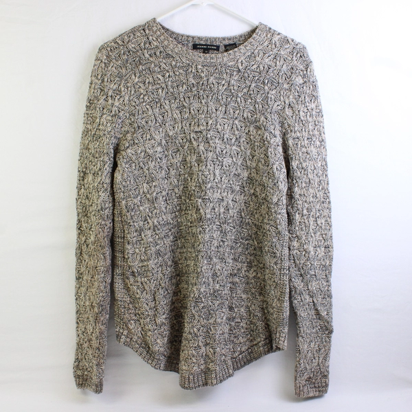 Jeanne Pierre Beige and Gray Marled Knit Cotton Sweater Women's Size Medium