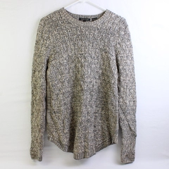 Jeanne Pierre Beige and Gray Marled Knit Cotton Sweater Women's Size Medium