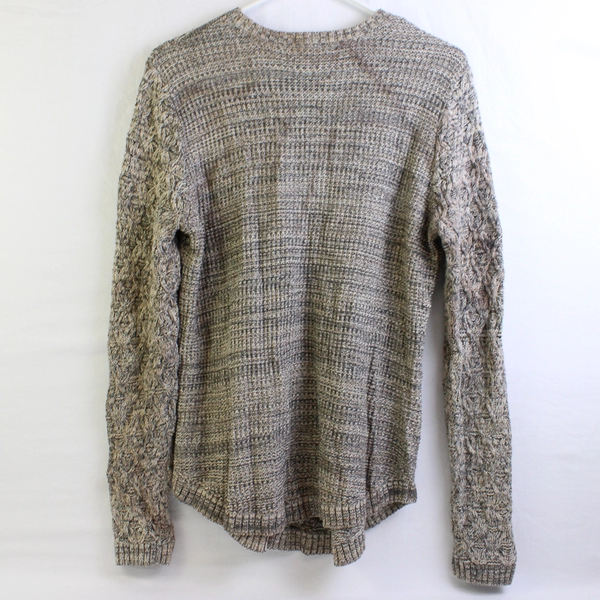 Jeanne Pierre Beige and Gray Marled Knit Cotton Sweater Women's Size Medium
