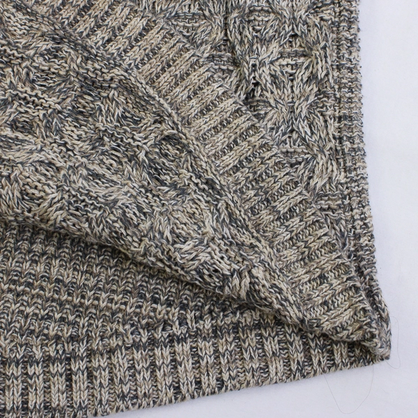 Jeanne Pierre Beige and Gray Marled Knit Cotton Sweater Women's Size Medium