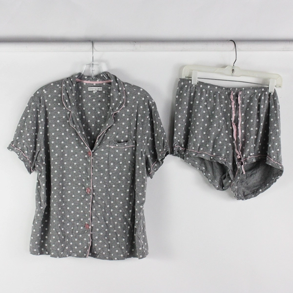 Seeing Stars 2 Pc Gray and White Shirt Shorts Pajama Set Women's XL