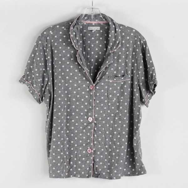 Seeing Stars 2 Pc Gray and White Shirt Shorts Pajama Set Women's XL