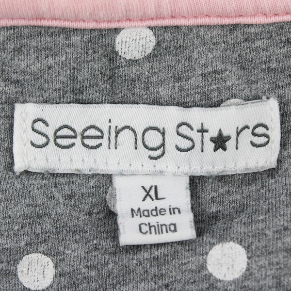 Seeing Stars 2 Pc Gray and White Shirt Shorts Pajama Set Women's XL