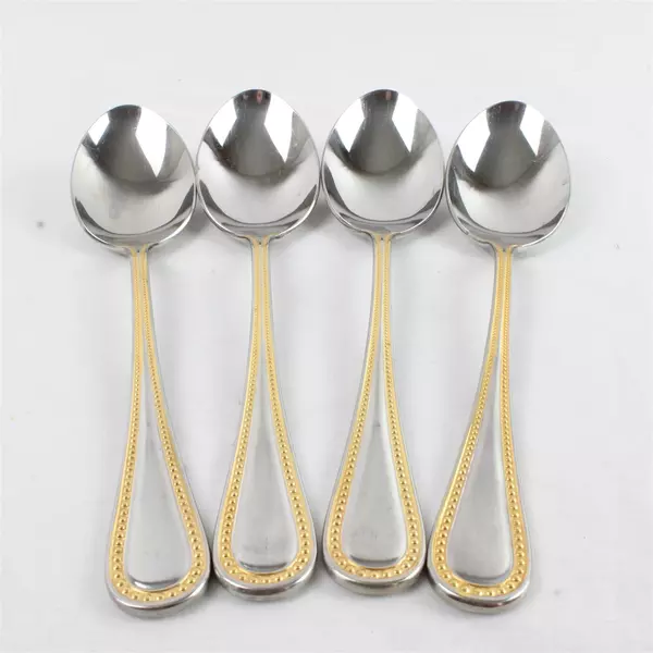 Lot of 4 Towle Gold Manchester 7.5" Oval Place Soup Spoons 