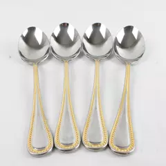 Lot of 4 Towle Gold Manchester 7.5" Oval Place Soup Spoons 