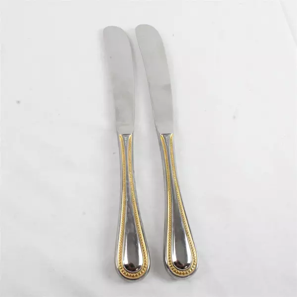 Lot of 2 Towle Gold Manchester Modern Hollow Handle Knives 9" Flatware Set