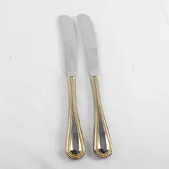 Lot of 2 Towle Gold Manchester Modern Hollow Handle Knives 9" Flatware Set
