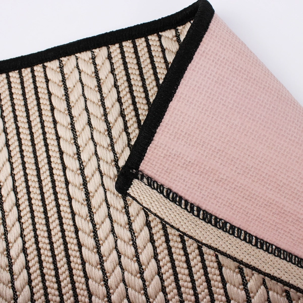 Unbranded Beige and Black Striped Hallway Runner Rug 85" x 24"