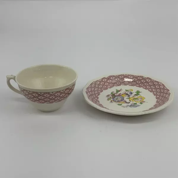 Somerset Burgundy Rose Bone China Tea Cup and Saucer
