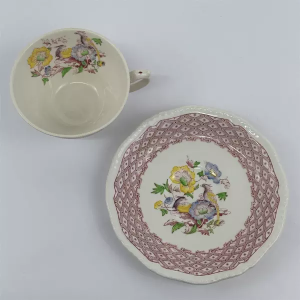 Somerset Burgundy Rose Bone China Tea Cup and Saucer