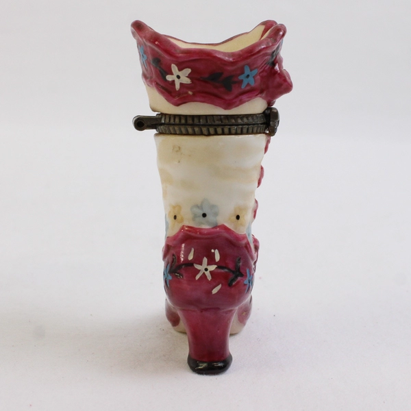 Unbranded Victorian Opera Boot Hinged Trinket Box Pink and White Florals