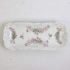 Unbranded White Porcelain with Florals and Bows Celery Dish