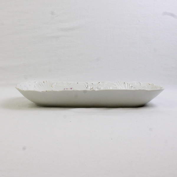 Unbranded White Porcelain with Florals and Bows Celery Dish