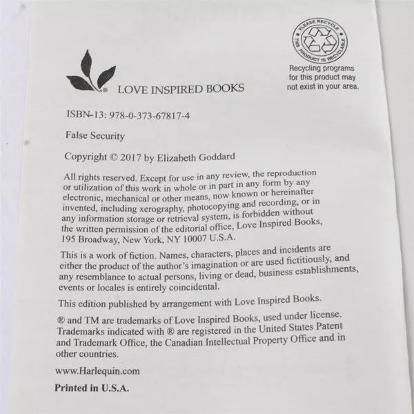 Lot of 2 Harlequin Romance Paperbacks False Security & Protective Measures