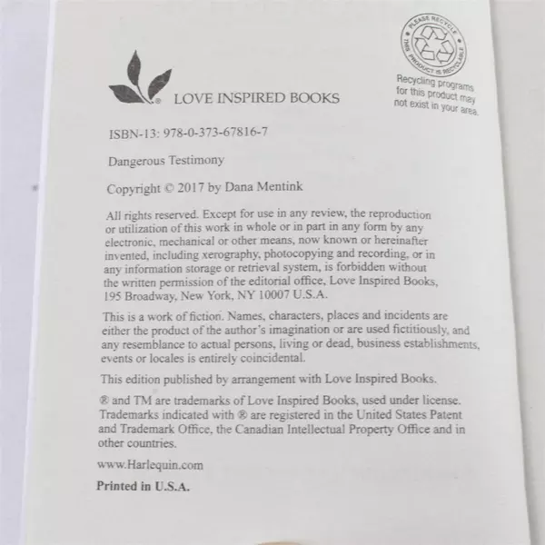 Lot of 2 Harlequin Romance Paperbacks Dangerous Testimony & Wilderness Reunion