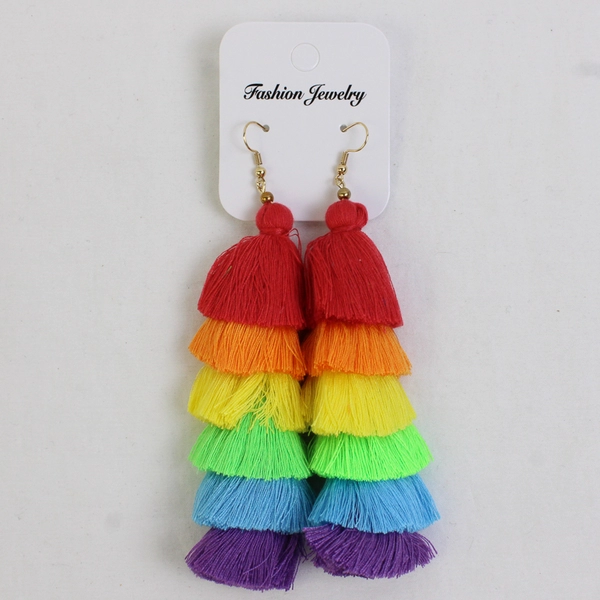 NWT Unbranded Rainbow Colored Tassel Earrings 5"x1"