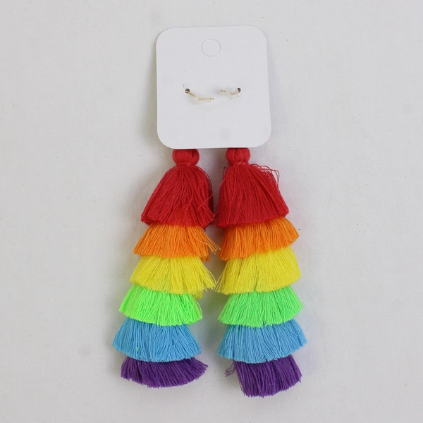 NWT Unbranded Rainbow Colored Tassel Earrings 5"x1"