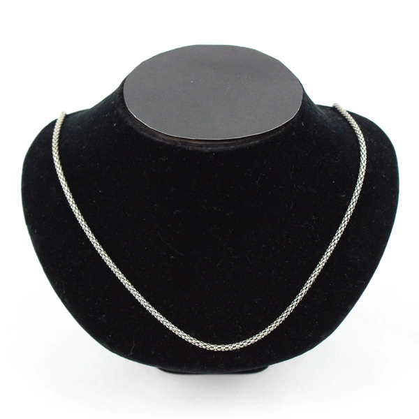 Silver Popcorn Designer Necklace 29.5” With 2” Extender Double Link Mesh Chain