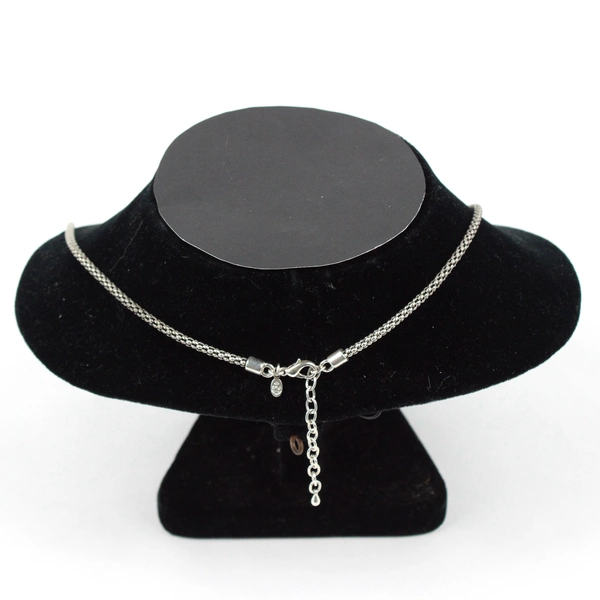 Silver Popcorn Designer Necklace 29.5” With 2” Extender Double Link Mesh Chain
