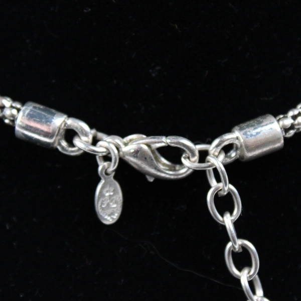 Silver Popcorn Designer Necklace 29.5” With 2” Extender Double Link Mesh Chain