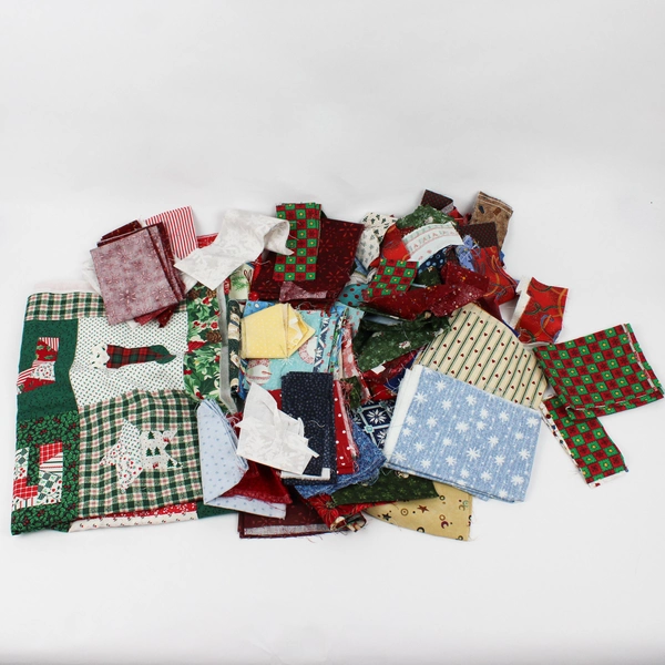 1.7 Lb Lot of Christmas Themed Quilting Fabric Scraps
