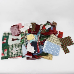 1.7 Lb Lot of Christmas Themed Quilting Fabric Scraps