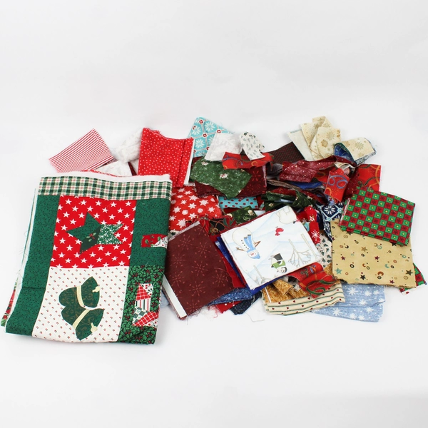 1.7 Lb Lot of Christmas Themed Quilting Fabric Scraps