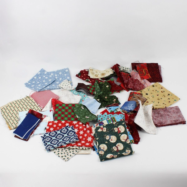 1.7 Lb Lot of Christmas Themed Quilting Fabric Scraps