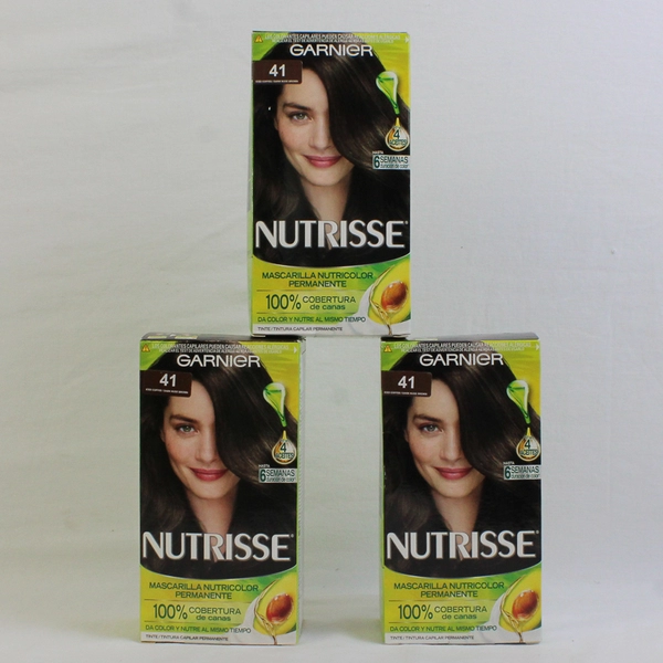 3x Garnier Nutrisse 41 Iced Coffee Dark Nude Brown Ash Permanent Hair Color