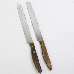 Lot 2 VTG Household Surgical Stainless Serrated Double-Sided Knives 7.5" Blades